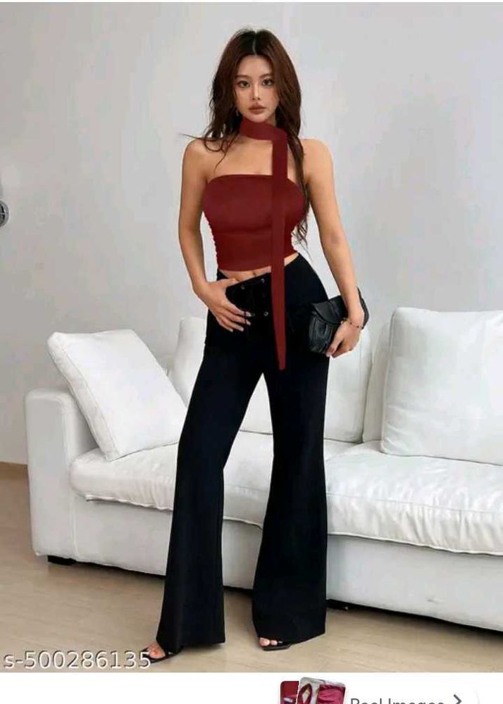 Chic Maroon Tube Top with Scarf