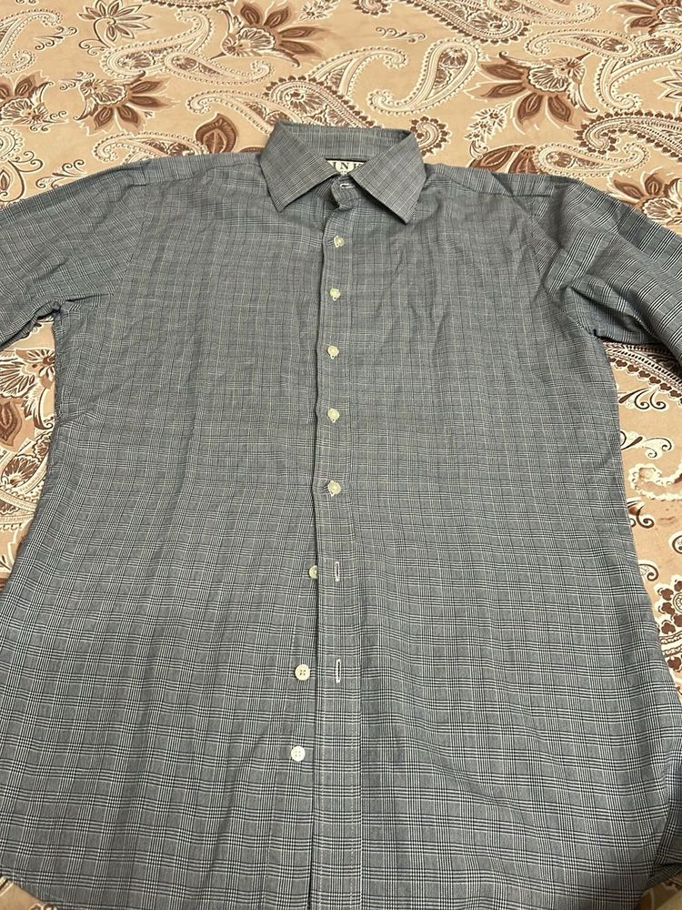 INC Men's Gray Plaid Dress Shirt