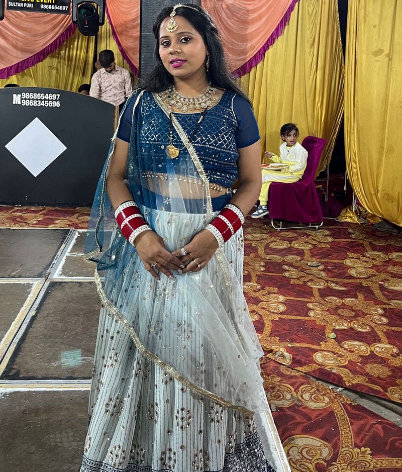 Beautiful Blue &amp; White Lehenga Choli
