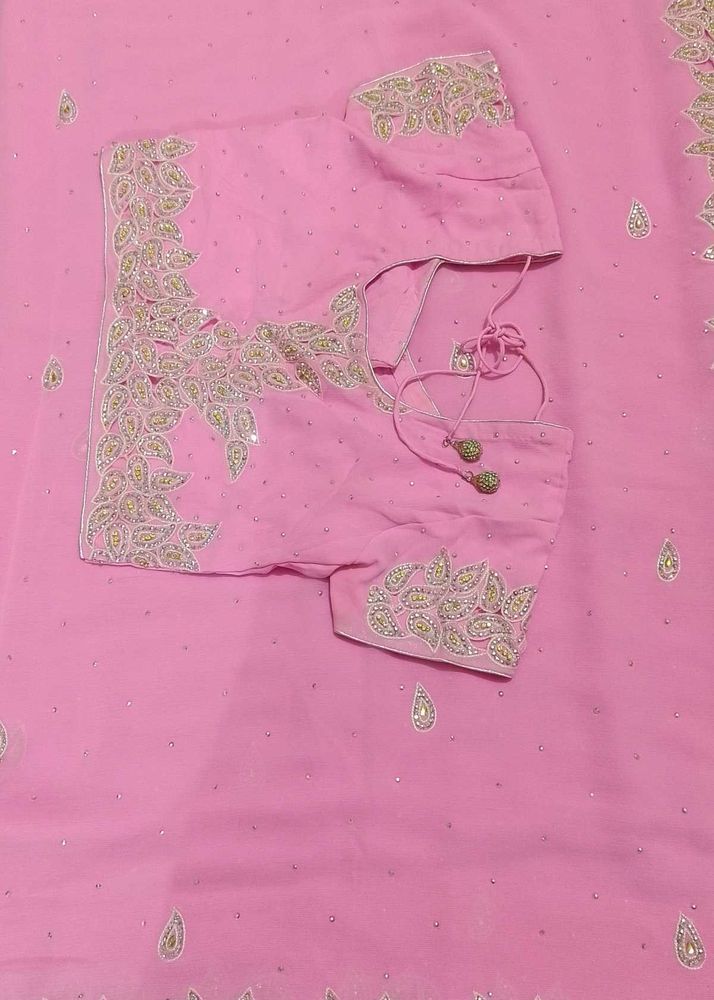 Elegant Pink Saree with Blouse
