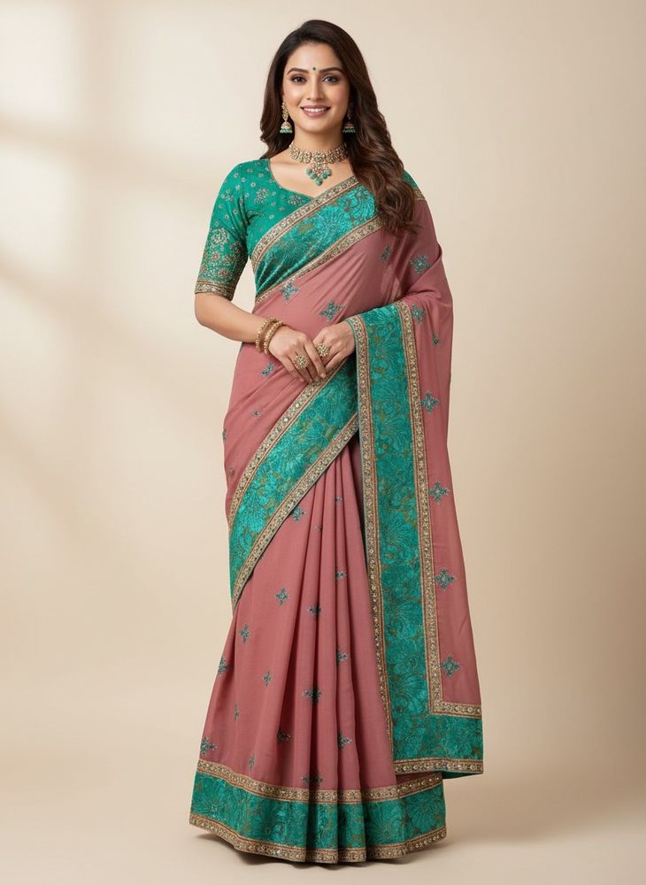 Elegant Embroidered Saree In Lehnga Style