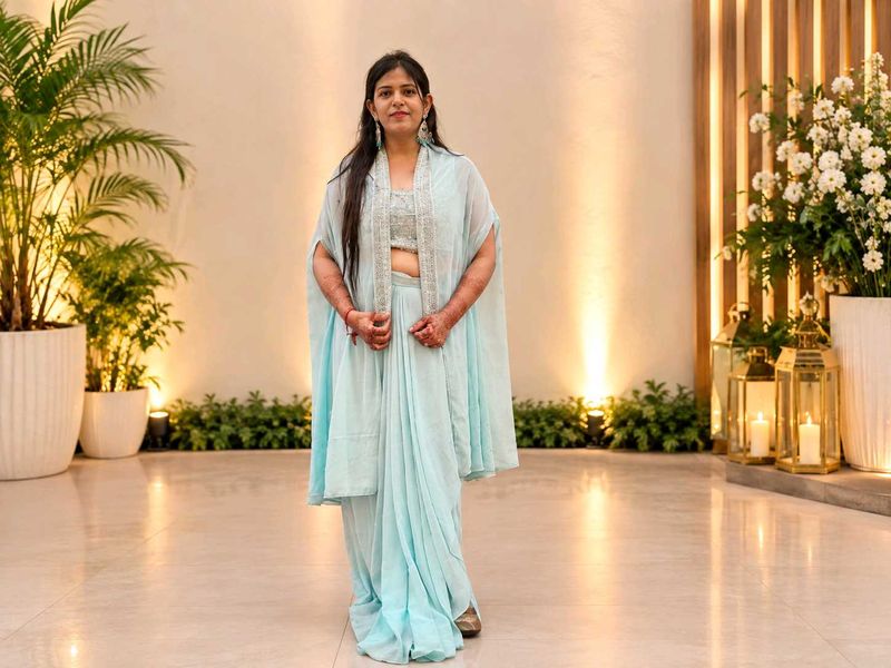 Elegant Light Blue Lehenga Choli Set