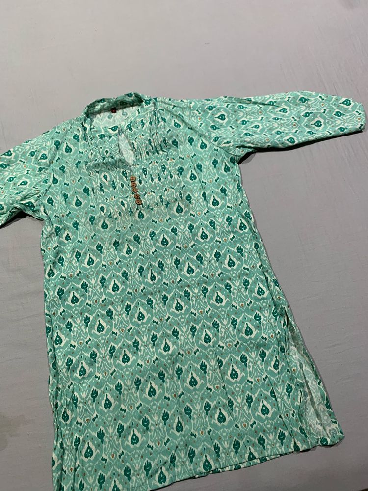 Green Printed Kurta