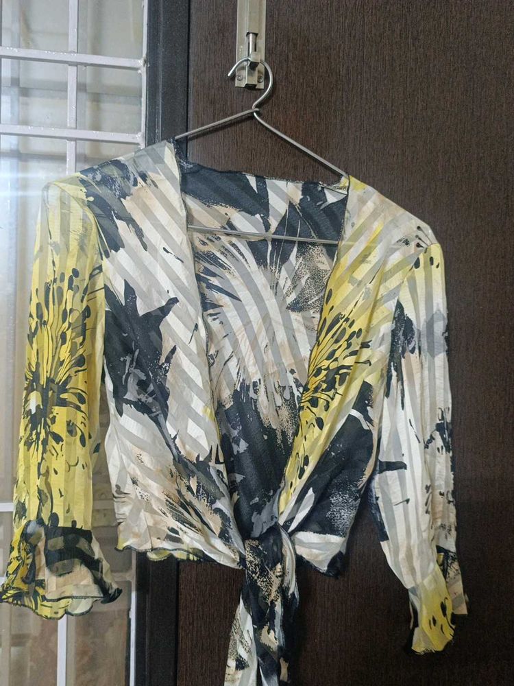 Boho Floral Print Knot Top