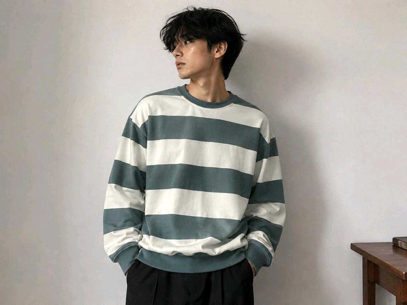 korean brand Striped Long Sleeve Sweater
