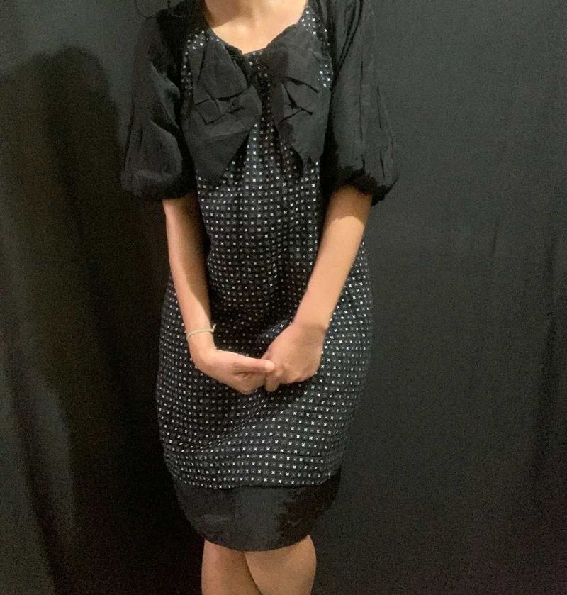 y2k gothic polka dot bow Dress🗝️🦢