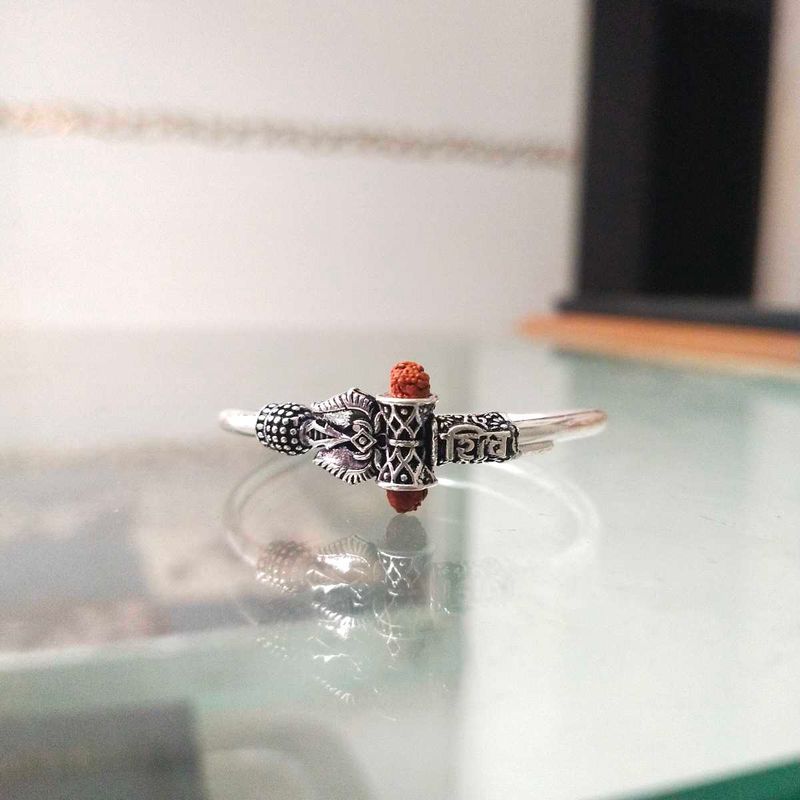 Pure Silver Rudraksh Shiv Kada for Kids