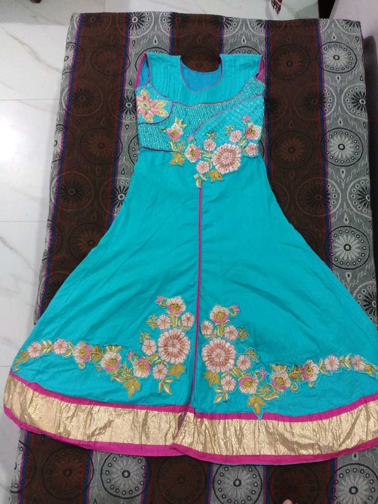 Turquoise Embroidered Anarkali