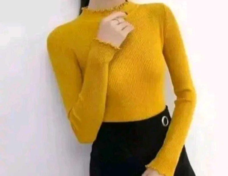 Mustard Yellow Ribbed Turtleneck top