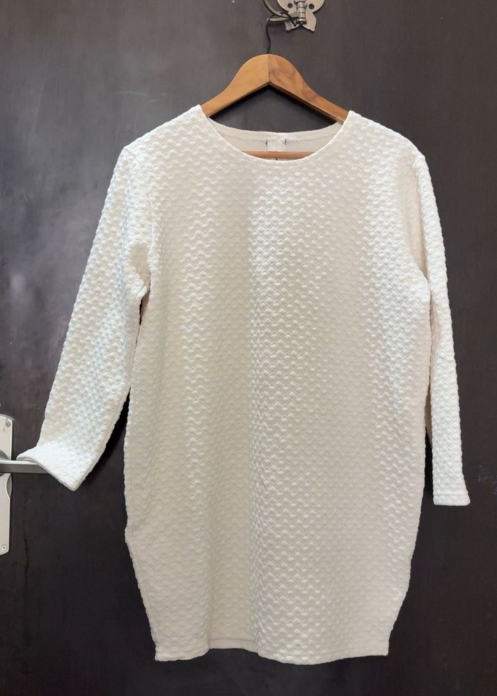 Winter Chic Textured Cream Long Sleeve Top