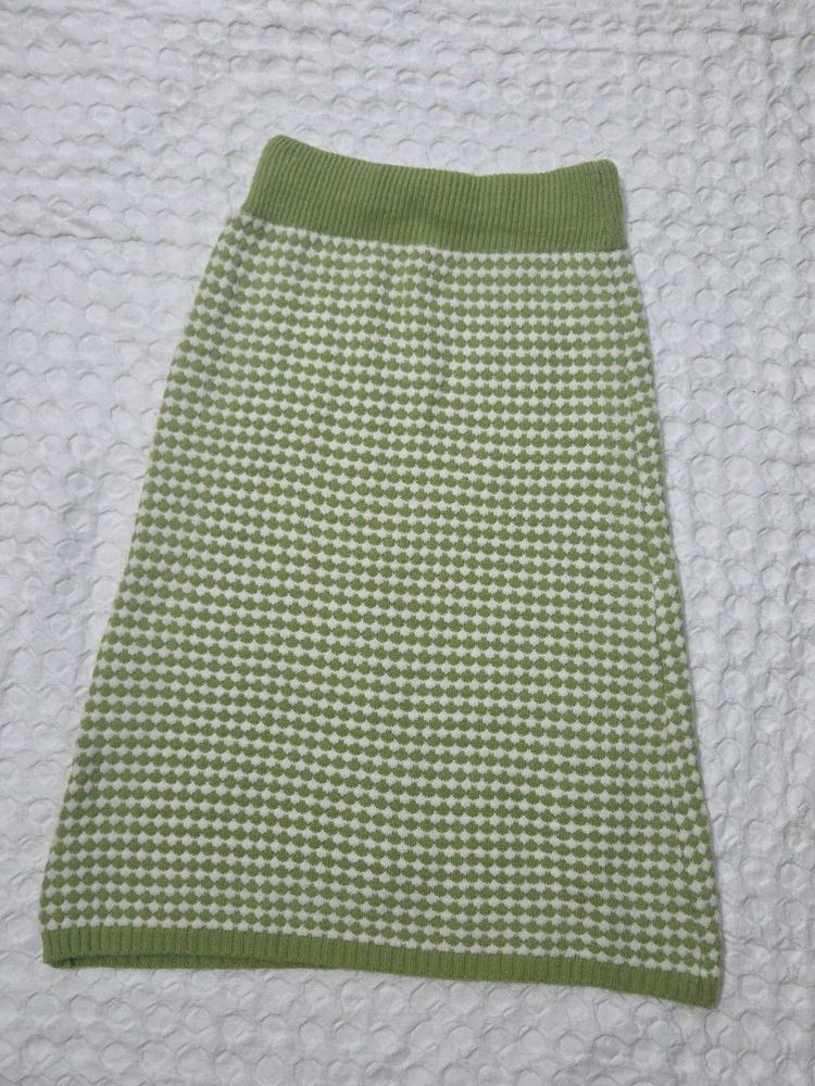 Green Checkered Knit Skirt