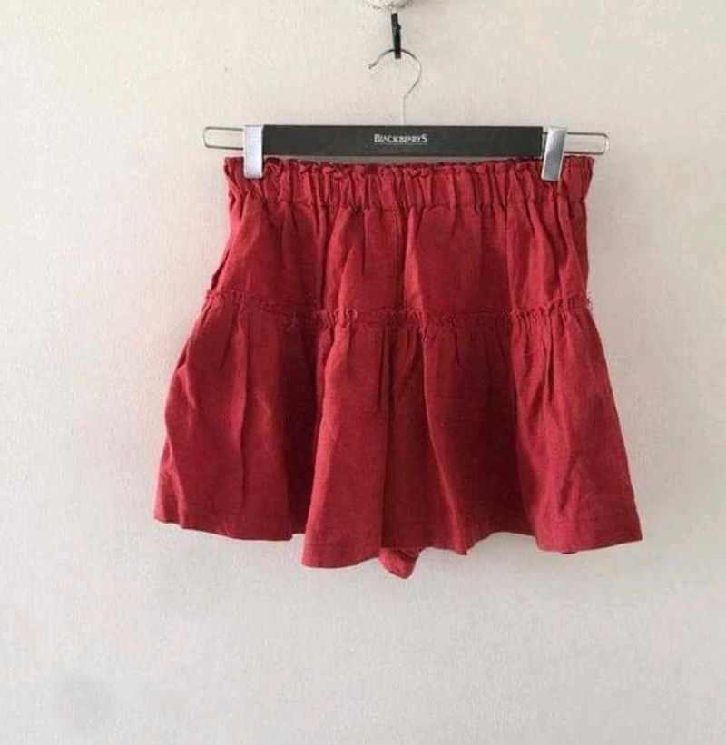 Red Tiered Mini Skirt