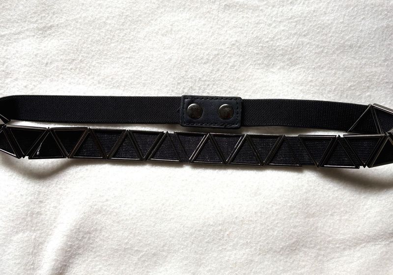 Stylish Black Elastic Belt with Triangle Accents