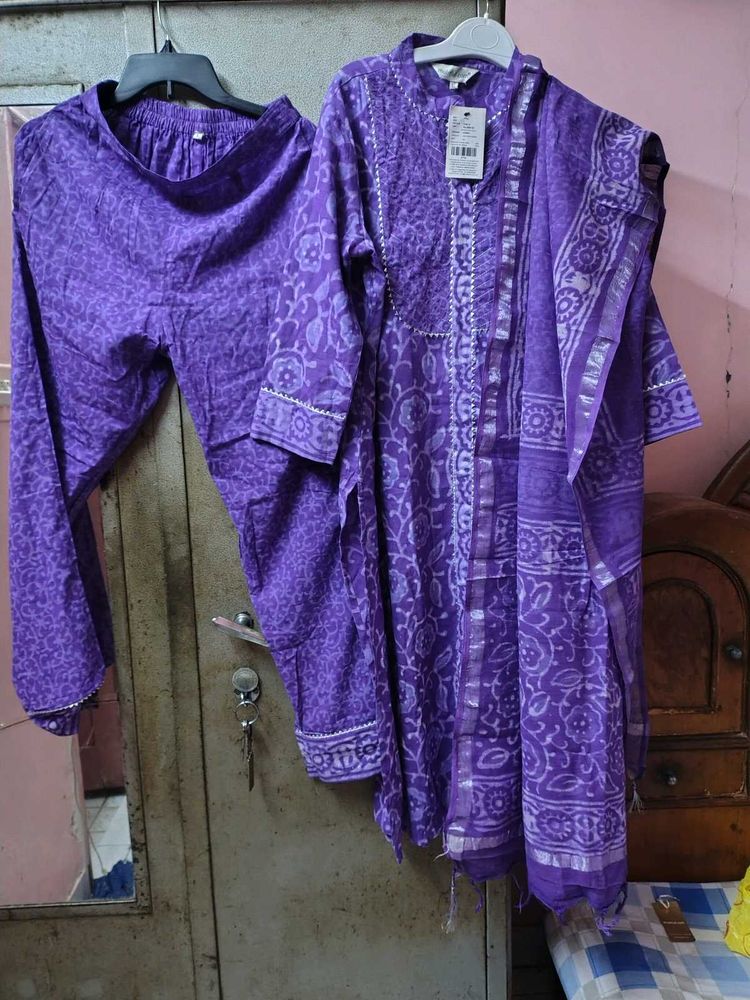 Purple Kurta Set &amp; Dupatta