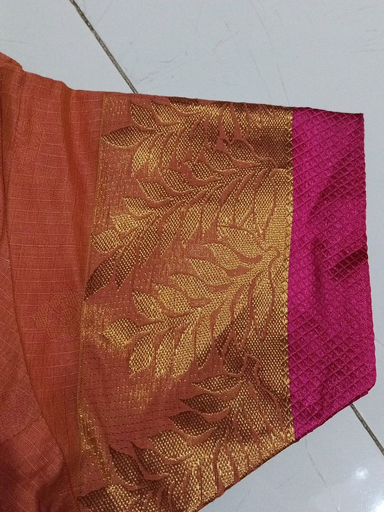NewBlouse - MustardColor With PinkBorder NeverUsed