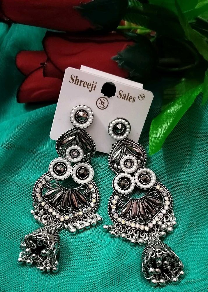 Shreeji Sales Silver Jhumka Earrings