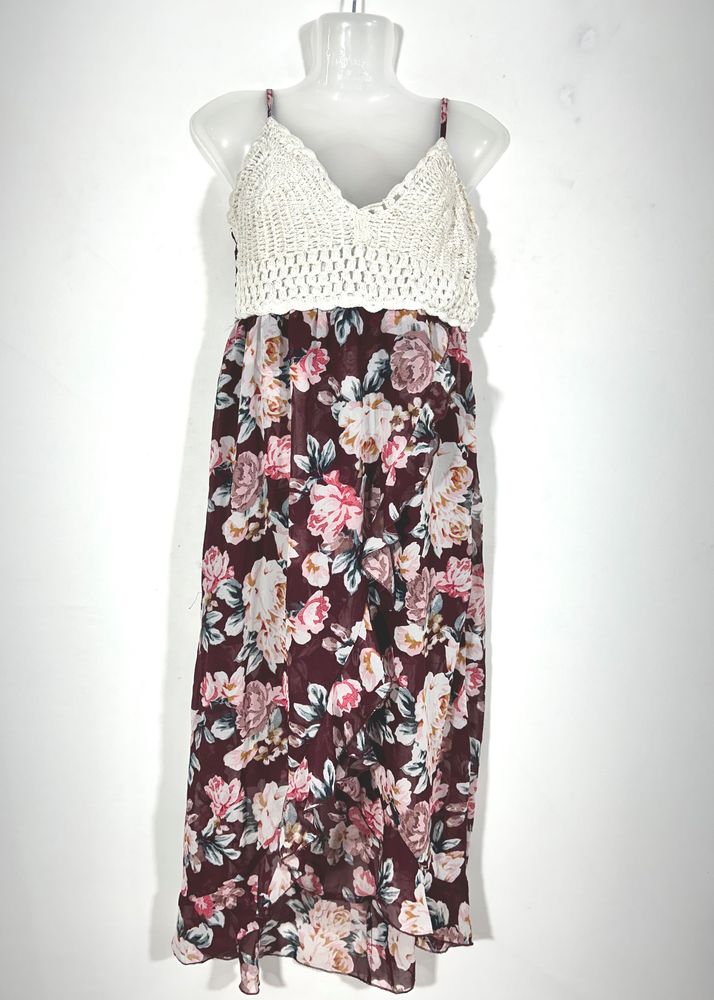 Indulge Maroon and White  Dresses (Women’s)