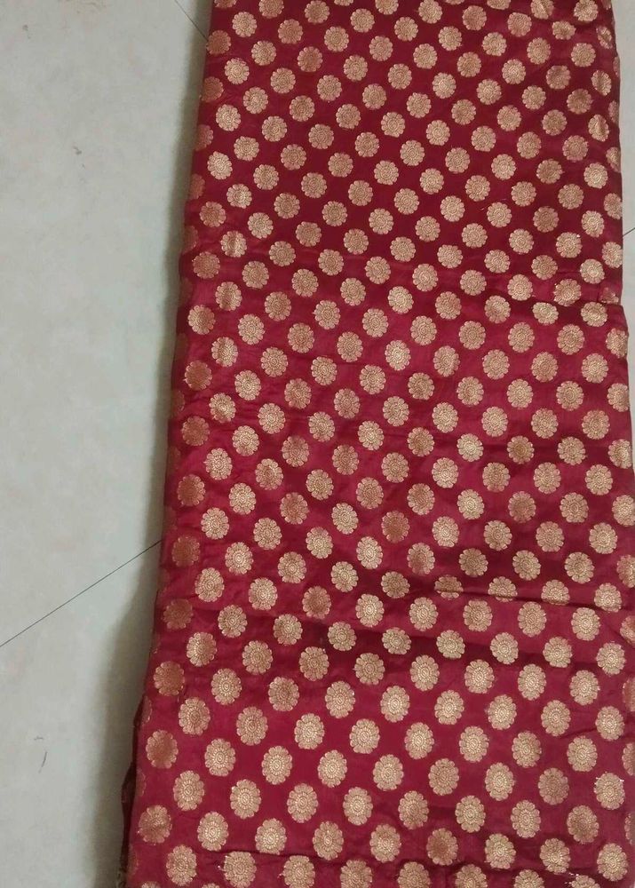 Beautiful Maroon &amp; Gold Dress Material