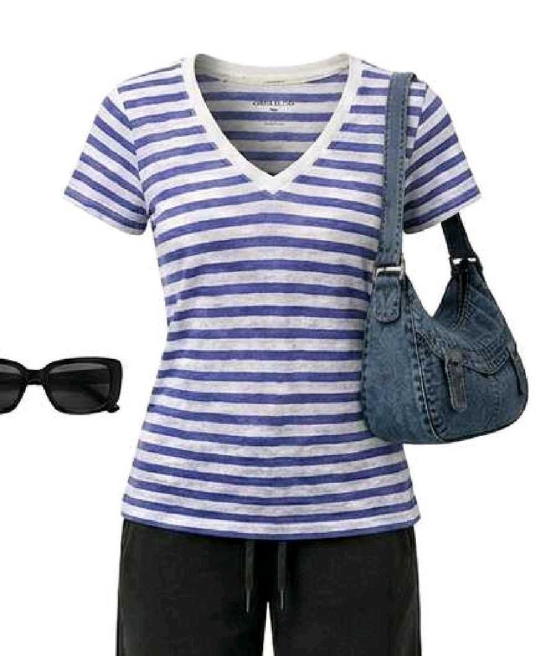 Striped V-Neck T-Shirt