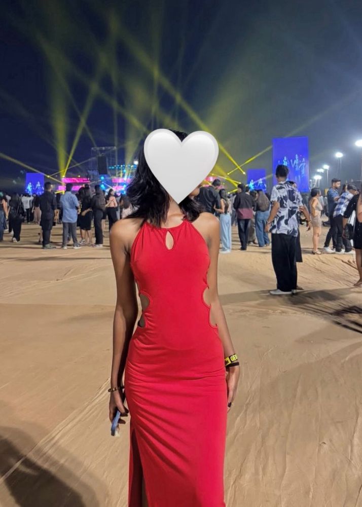 Sexy Red Cut-Out  Backless Maxi Dress