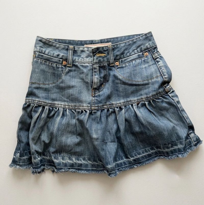 Low Waist Raw Denim Mini Skirt