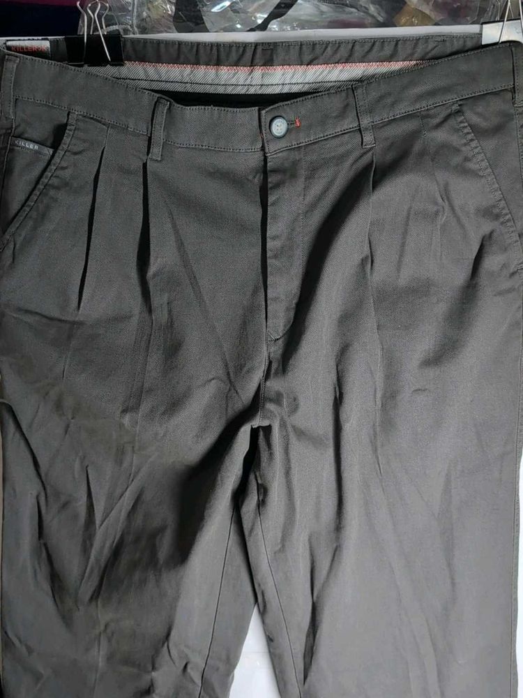 Killer Men's Grey Pleated Casual Pants