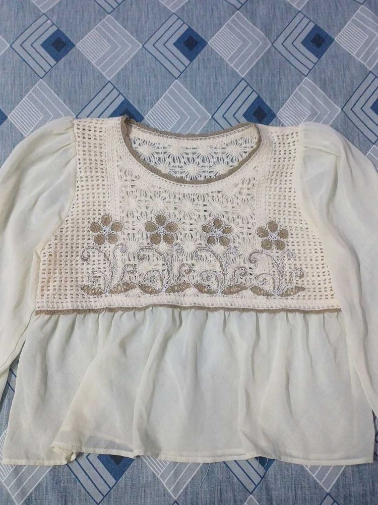 Boho Lace Trimmed Blouse