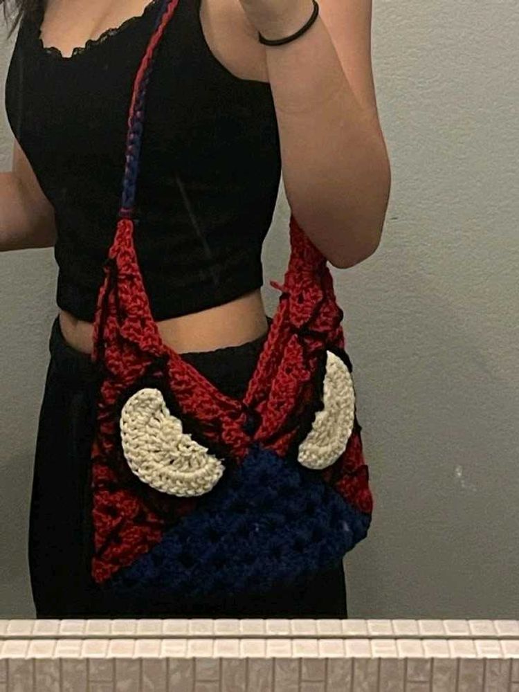 Handmade Crochet Spiderman Bag