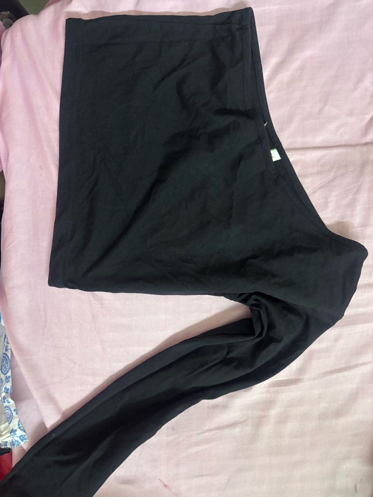 Chic one shoulder Black Long-Sleeve Top