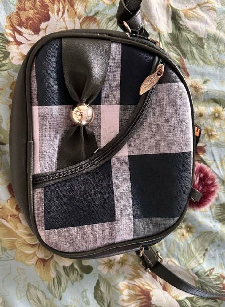 Charming Plaid Crossbody Bag with Bow