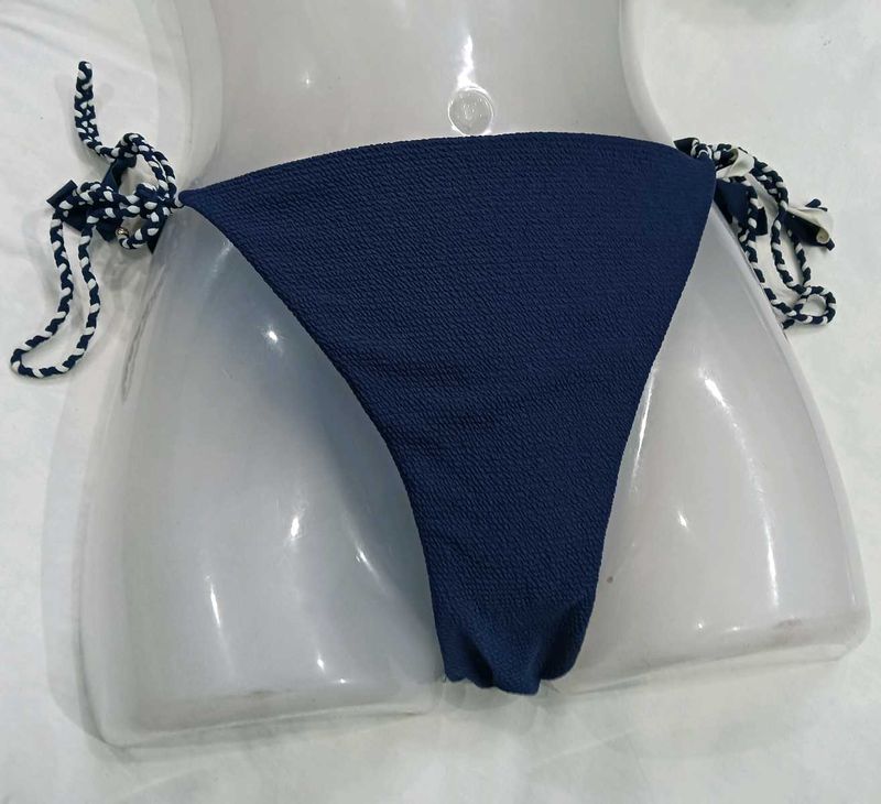 Navy Blue ❤️‍🔥Textured Bikini Bottom with Tie Sid