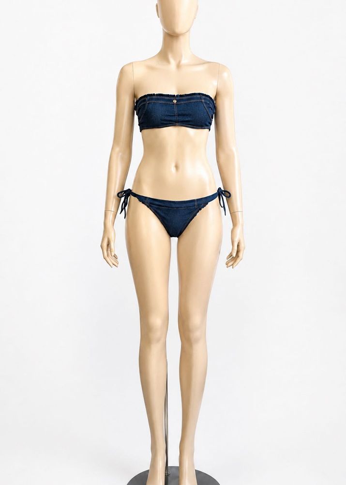 Denim Look Bandeau Bikini Set