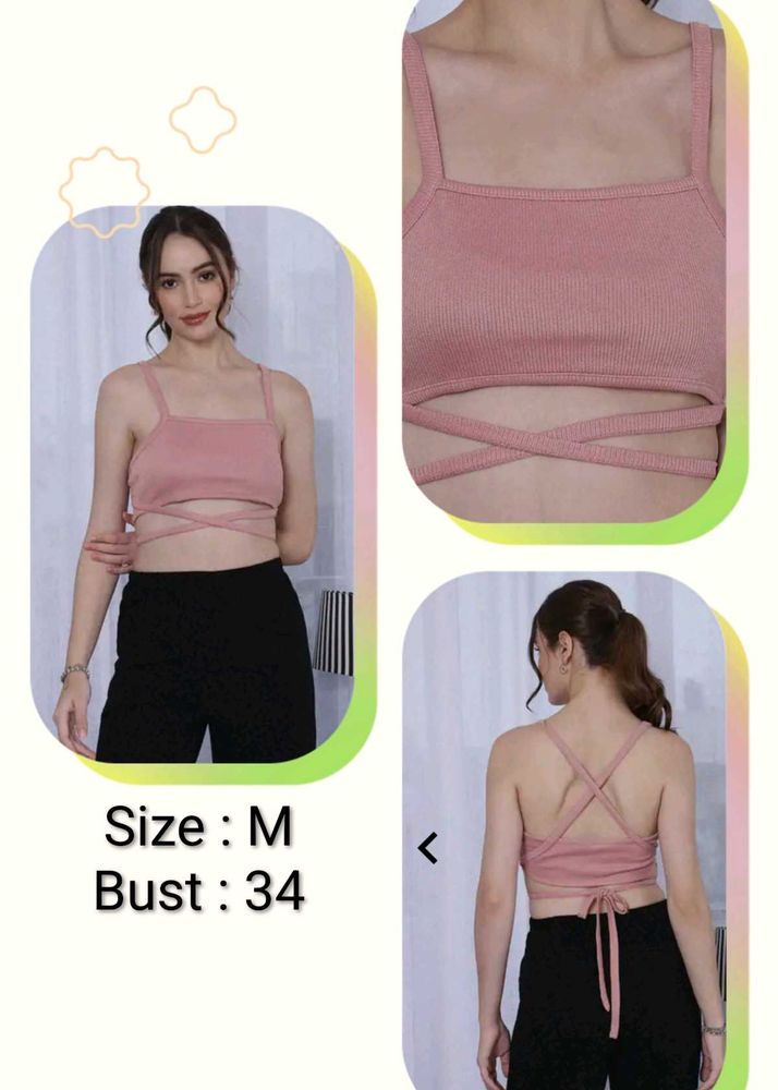 Pink Wrap Crop Top