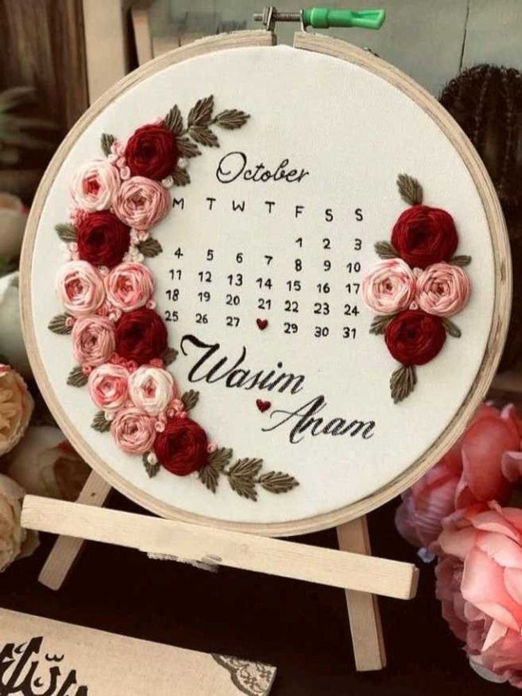 Custom Embroidered Anniversary Hoop💕🌸
