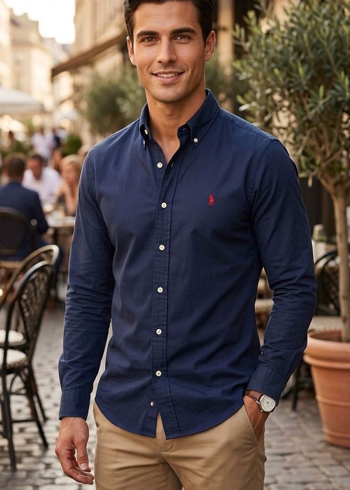 Classic Navy Blue Button-Down Shirt