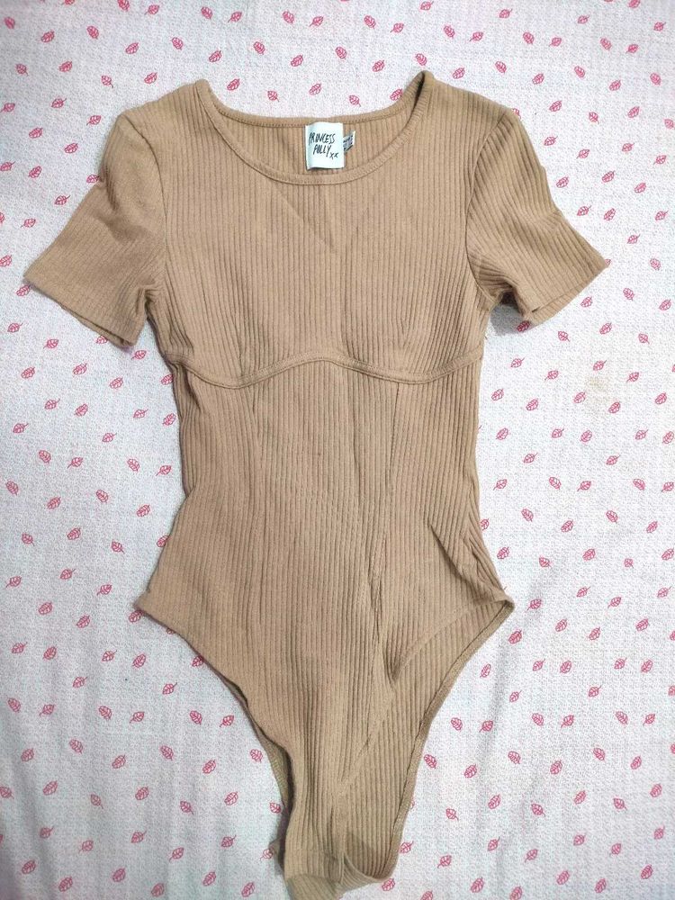 🫢💘🍀Ribbed Brown Bodysuit AESTHETIC IMPORTED