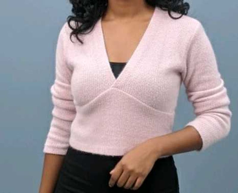 Knit Pink Crop Sweater Top