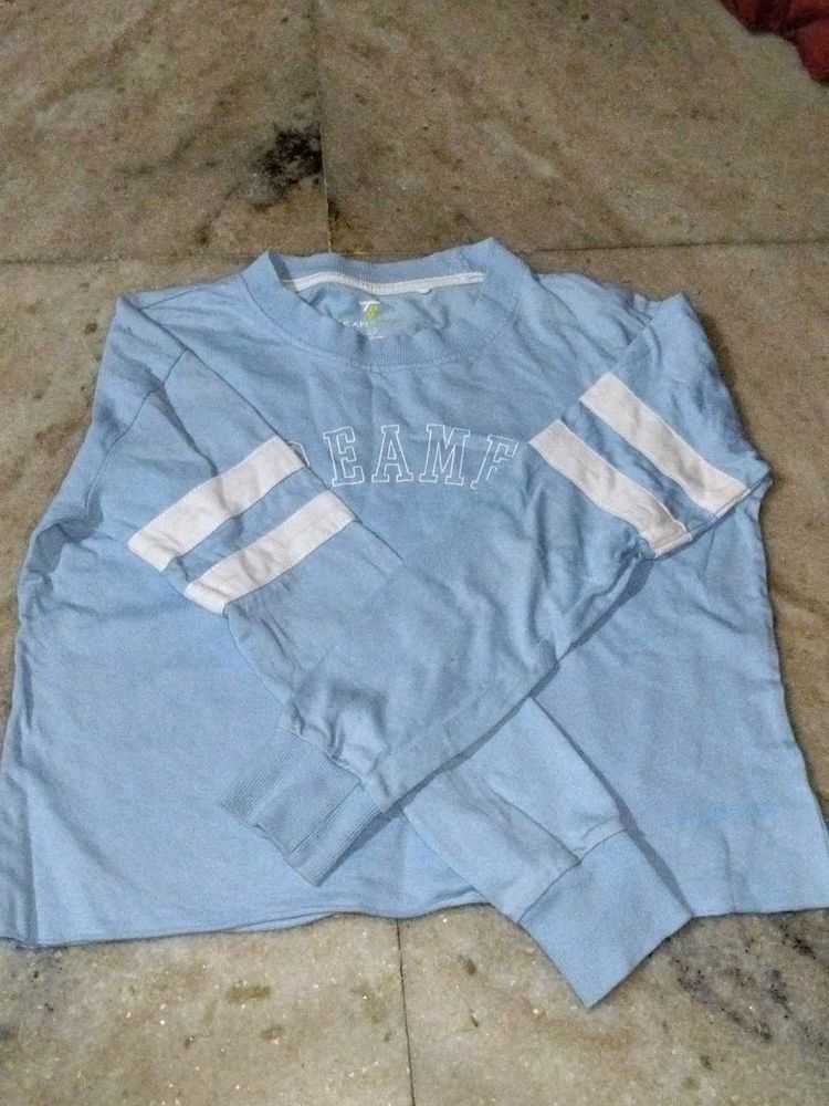 Blue Long Sleeve Graphic Top