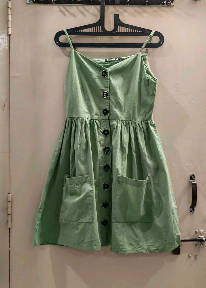 Light Green Button-Up Midi Dress