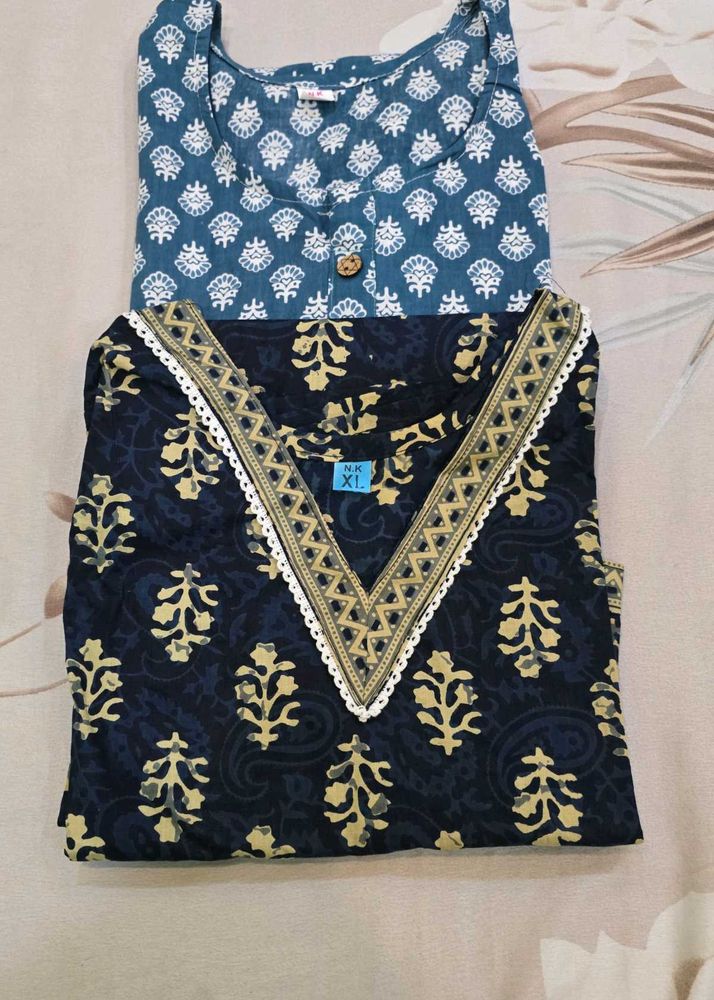 Stylish Printed Cotton Kurtas (Set of 2)
