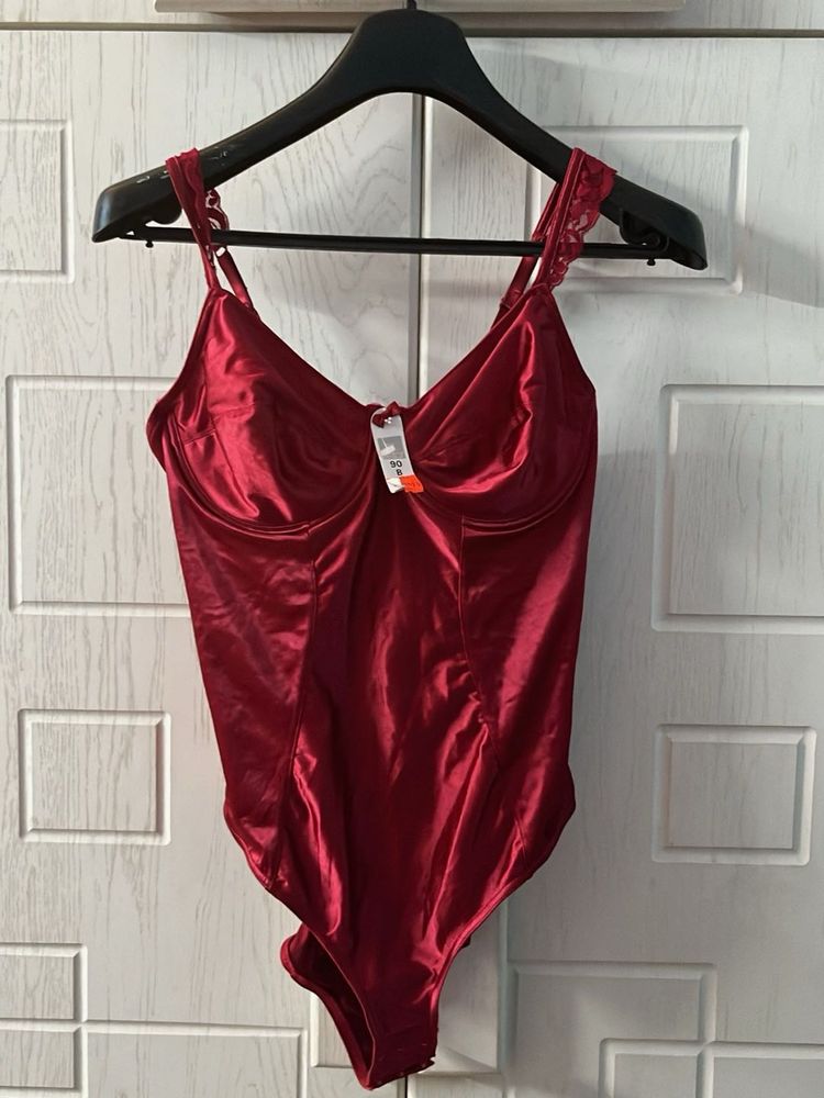 Hot Satin Bodysuit with Lace Straps🍷