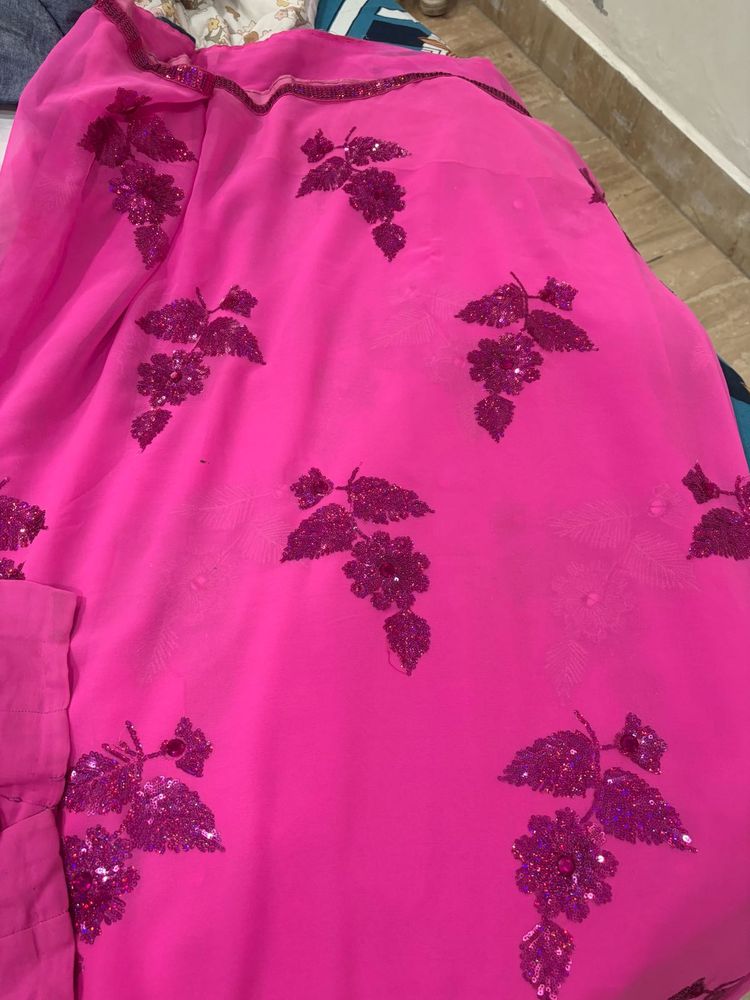 Vibrant Pink Embroidered saree