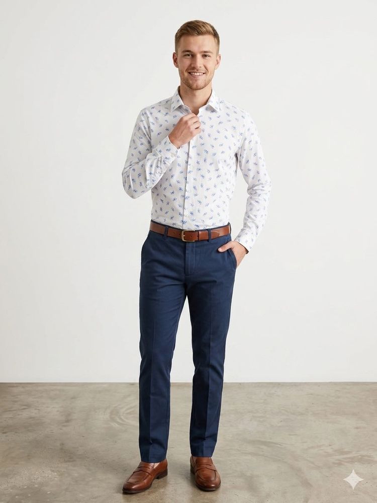Men's Smart Patterned Button-Down Shirt