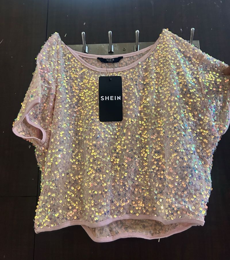 SHEIN PARTY Sequin Crop Top