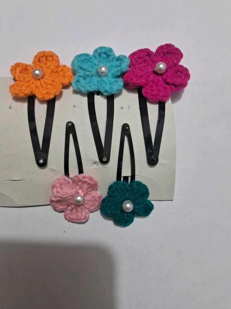 Flower Hair Clips - Handmade Crochet 5