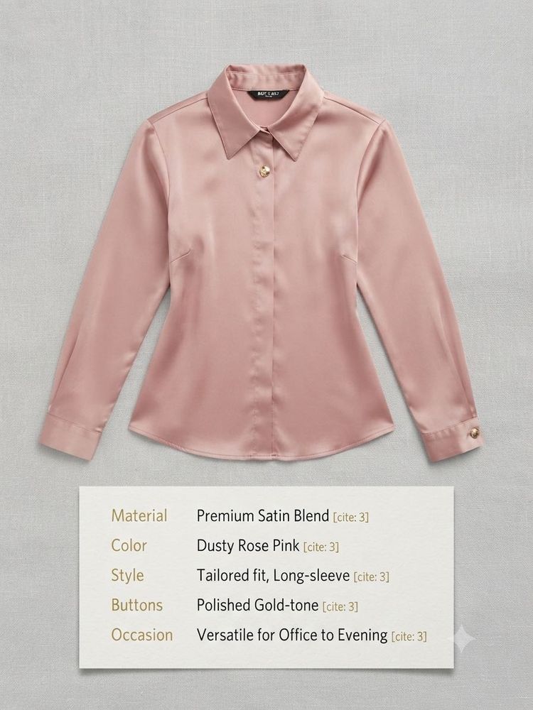 Satin Blend Tailored Fit Long-Sleeve Top