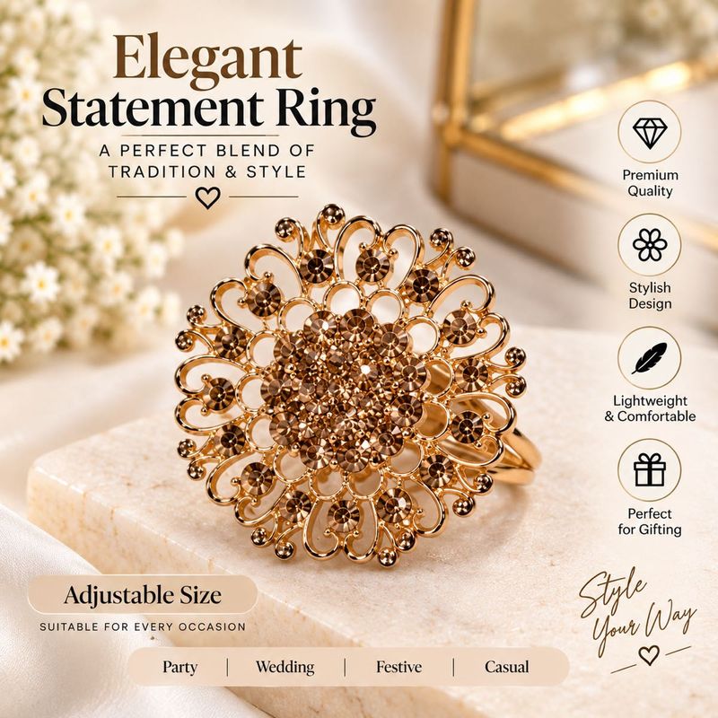 Vintage Rhinestone adjustable Ring