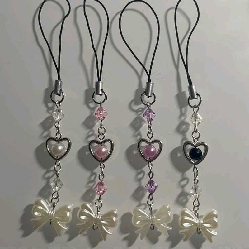 Bow Heart Phone Charms