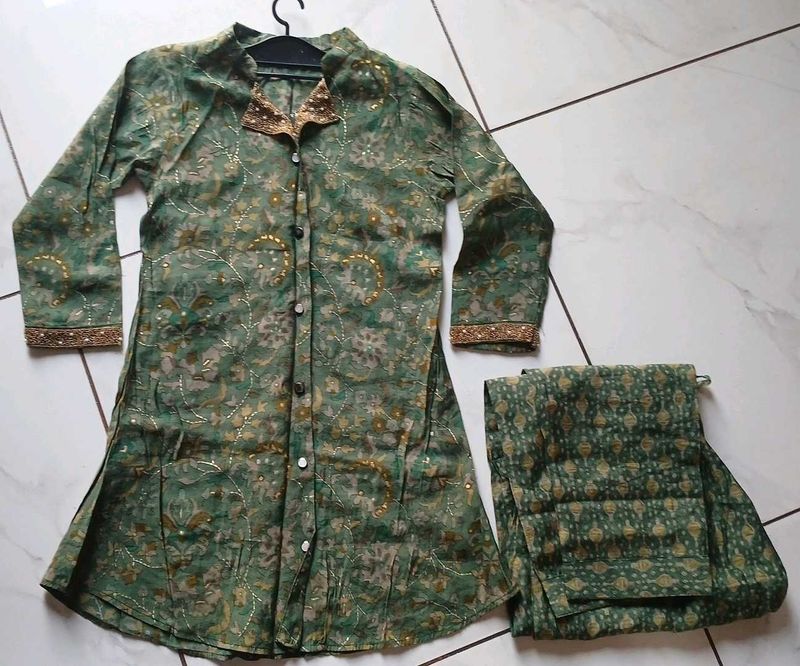 Elegant Green Printed Kurta Set