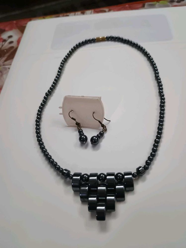 Hematite Mercury Necklace and Earring Set